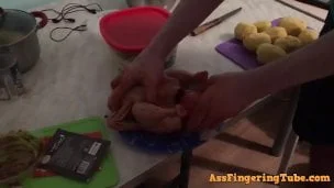 OILED-CHICKEN BITCH HAS A GREAT ANAL FISTING FROM BEHIND